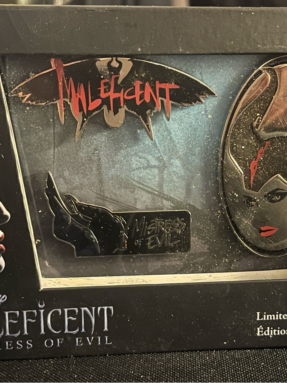Disney Maleficent Enamel Pin Trio - Black & Red Accents